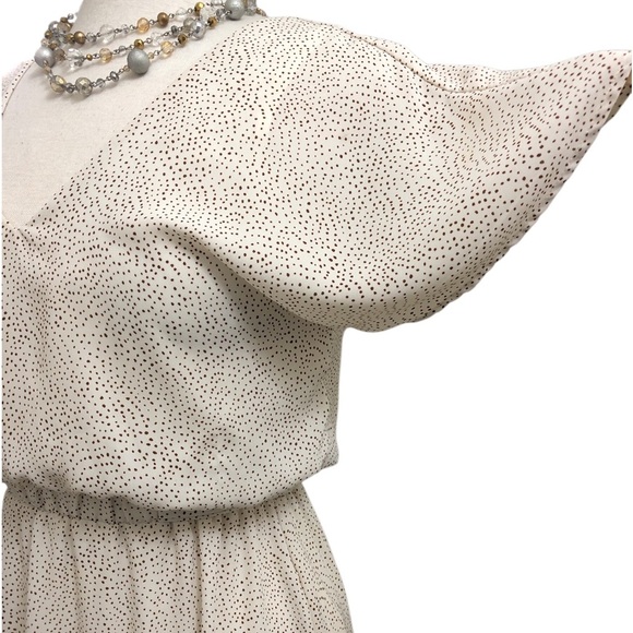 Sienna Sky Women’s V-Neck Cap Sleeve Polka Dot Elastic Waist Midi Dress - Picture 5 of 12